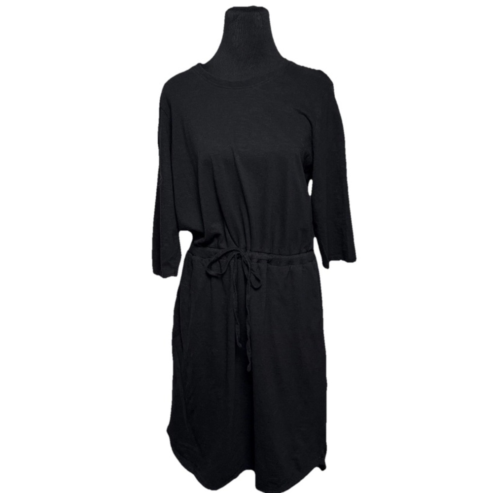 Pact Organic Cotton Black Dress Midi Dress SZ XL Has Pockets Beach Boho Resort